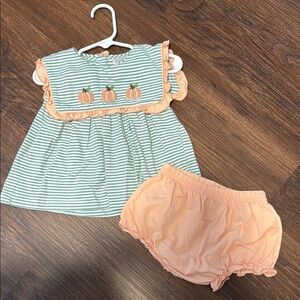 Striped Green and Orange Pumpkin Dress Set